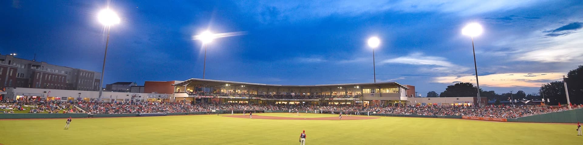 Hot Rods stadium aerial view at night